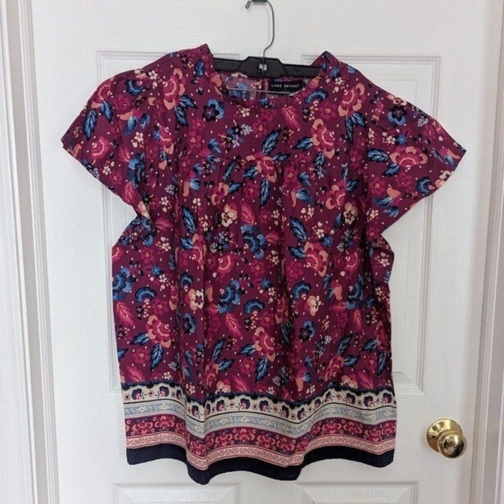 Lane Bryant Boho NWT Size 16 Colorful Print 100% Cotton Blouse Shirt Top